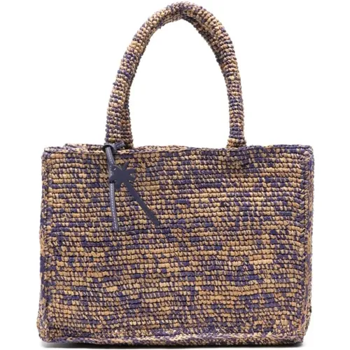 Lavender Raffia Woven Handbag , female, Sizes: ONE SIZE - Manebí - Modalova