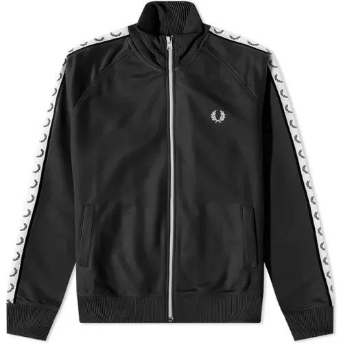 Zip-throughs, male, , Size: L Retro Style Taped Track Jacket - Fred Perry - Modalova