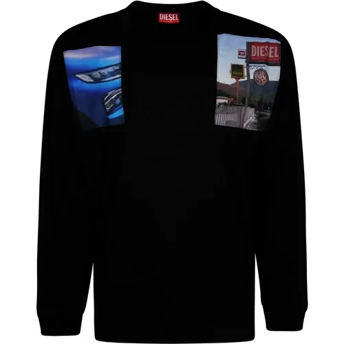 Long Sleeve Tops, male, , Size: M Casual Cotton T-Shirt for Men - Diesel - Modalova