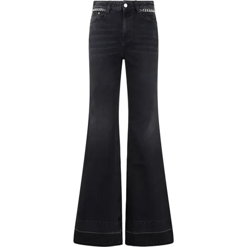 Black Flare Chain Jeans Aw23 , female, Sizes: W26, W25, W28 - Stella Mccartney - Modalova