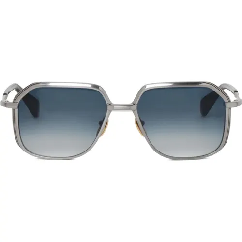 Silver Aida Sunglasses with Blue Gradient Lenses , unisex, Sizes: ONE SIZE - Jacques Marie Mage - Modalova