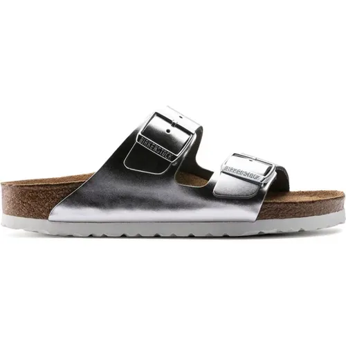 Sliders, male, , Size: 3 US Arizona Lena Silver Slippers - Birkenstock - Modalova