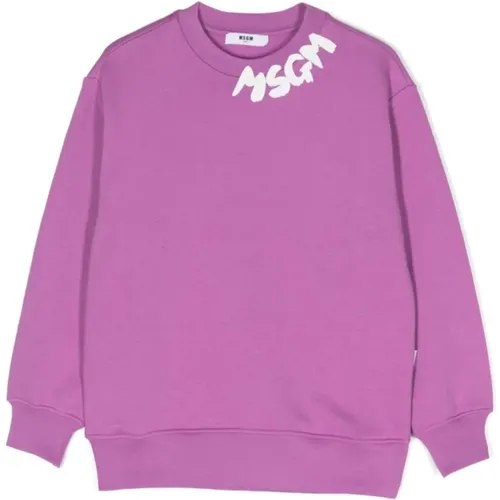 Stylischer Lilla Sweatshirt für Mädchen - MSGM - Modalova