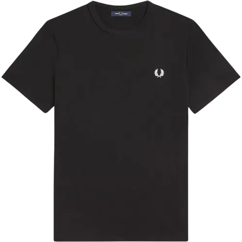 Schwarzes Ringer T-Shirt , Herren, Größe: L - Fred Perry - Modalova