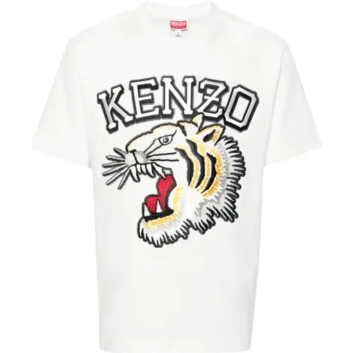 Weiße Tiger Varsity bestickte T-Shirts und Polos , Herren, Größe: L - Kenzo - Modalova