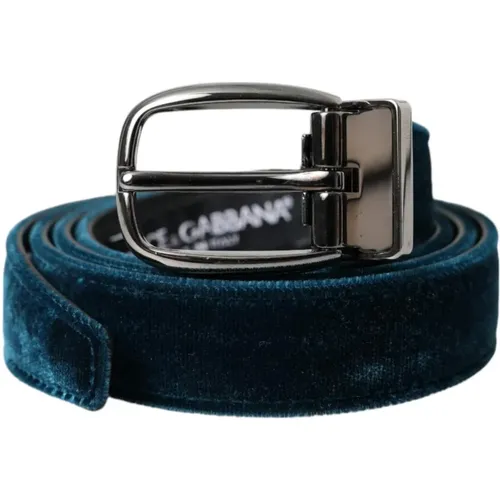 Belts, male, , Size: 95 CM Velvet Metal Buckle Belt - Dolce & Gabbana - Modalova