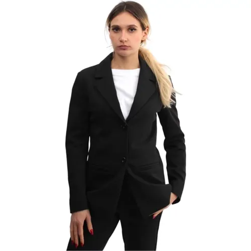 Schwarzer Blazer mit Knopfverschluss und Taschen , Damen, Größe: S - Max Mara - Modalova