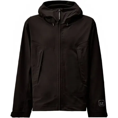 Light Jackets, male, , Size: M Hooded Zip Coat Logo Patch - C.P. Company - Modalova