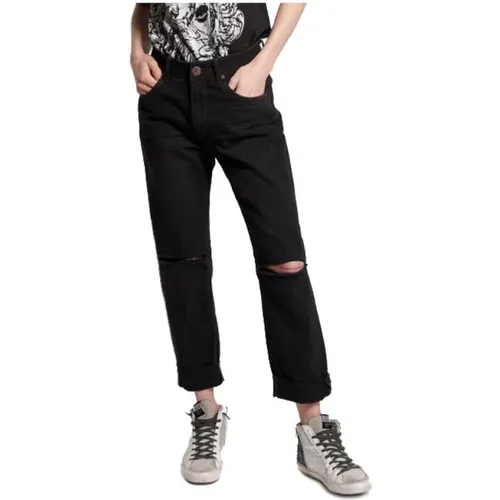 Schwarze Baumwolljeans mit ausgeschnittenen Knien , Damen, Größe: W25 - One Teaspoon - Modalova