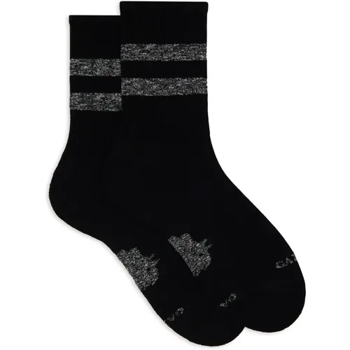 Unisex kurze schwarze Baumwoll-Frotteesocken mit kontrastierenden Streifen , unisex, Größe: S - Gallo - Modalova