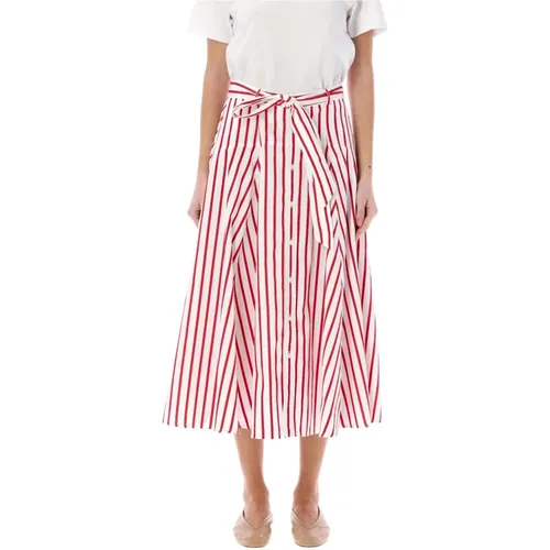Striped Flare Midi Skirt , female, Sizes: S - Ralph Lauren - Modalova