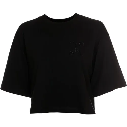 Geripptes Cropped T-Shirt , Damen, Größe: S - closed - Modalova