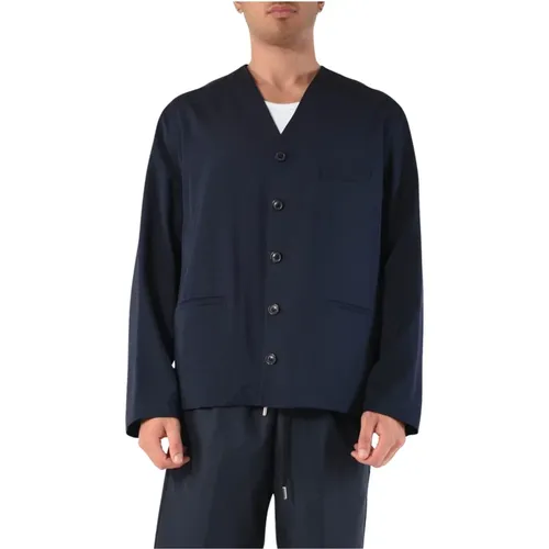 Collarless V-Neck Jacket with Pockets , male, Sizes: XL, L, M, S - Mauro Grifoni - Modalova