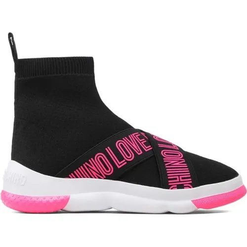 Stoff Sneakers mit Elastischen Gores , Damen, Größe: 36 EU - Love Moschino - Modalova