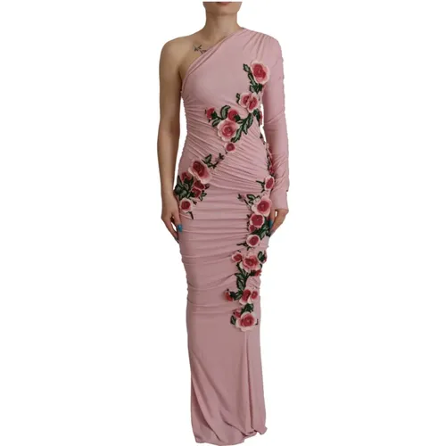 Rosa Blumenverziertes OneShoulderKleid - Dolce & Gabbana - Modalova