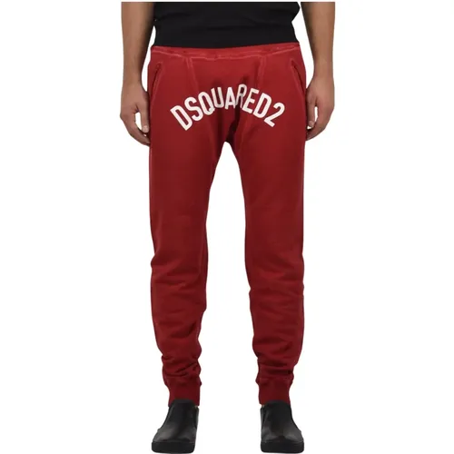 Rote Baumwoll-Jogginghose mit verstellbarem Bund , Herren, Größe: 2XL - Dsquared2 - Modalova