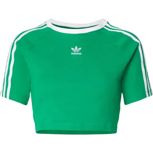 Grünes 3 Stripes Baby T-shirt , Damen, Größe: XS - adidas Originals - Modalova