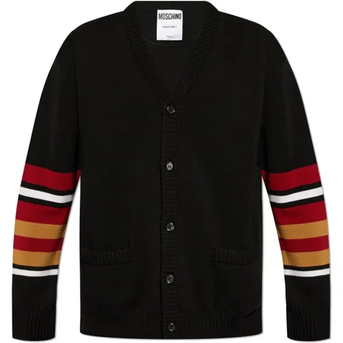 Cardigans, male, , Size: L V-neck cardigan - Moschino - Modalova