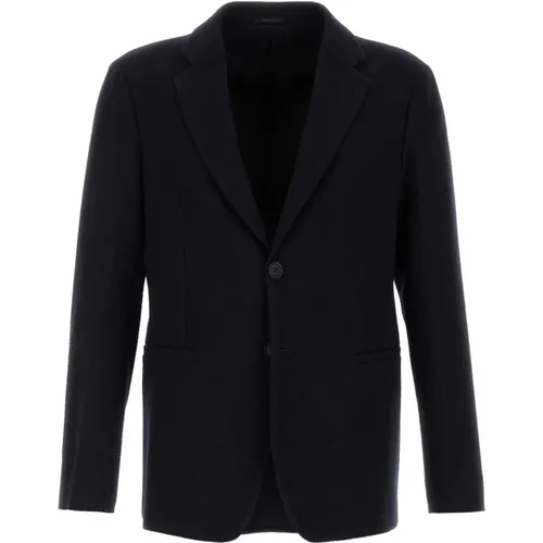 Blazers, male, , Size: 3XL Stretch wool blazer in navy - Giorgio Armani - Modalova