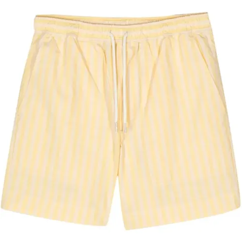 Hellgelbe Streifen Casual Board Shorts , Herren, Größe: L - Maison Kitsuné - Modalova