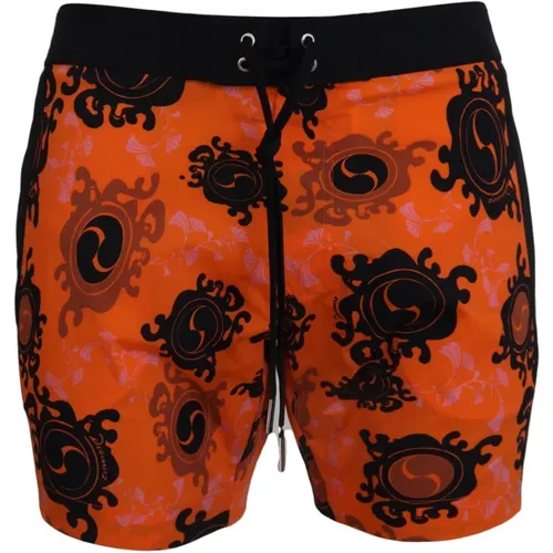 Beachwear, male, , Size: M Chic Orange Swim Shorts Boxer for Men - Dsquared2 - Modalova