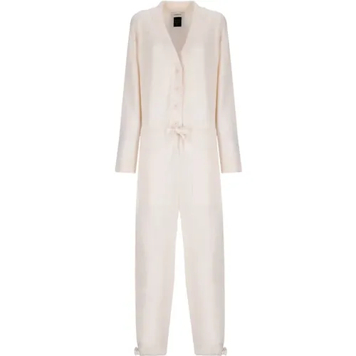 Woll- und Angora-V-Ausschnitt-Jumpsuit , Damen, Größe: 2XS - Laneus - Modalova