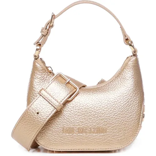 Golden Laminated Leather Bag , female, Sizes: ONE SIZE - Love Moschino - Modalova