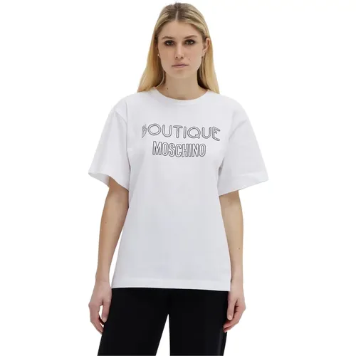 Cotton Logo T-Shirt , female, Sizes: XS - Moschino - Modalova