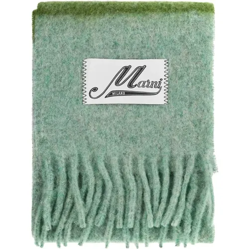 Gestreifter Mohair Schal mit Fransen,Gestreifter Mohair Fransenschal - Marni - Modalova