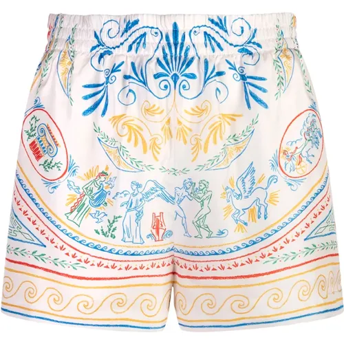 Multicoloured Silk Twill Printed Shorts , female, Sizes: XS, S - Casablanca - Modalova