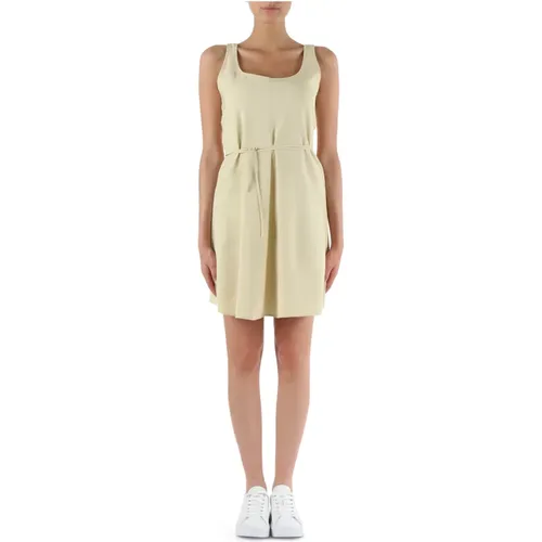 Twill viscose dress with logo patch , female, Sizes: L, S, M, XS - Calvin Klein Jeans - Modalova