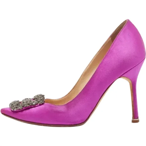 Pre-owned Pumps, female, , Size: 6 1/2 US Pre-owned Satin heels - Manolo Blahnik Pre-owned - Modalova