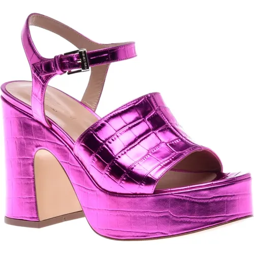 Sandal in fuchsia with crocodile print , Damen, Größe: 40 EU - Baldinini - Modalova