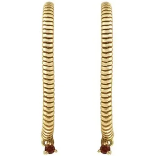 Gold-Plated Garnet Hoop Earrings , female, Sizes: ONE SIZE - Dorothée Sausset - Modalova