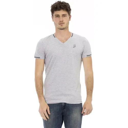 Classic V-Neck T-Shirt in Grey , male, Sizes: L, XL, 2XL - Trussardi - Modalova