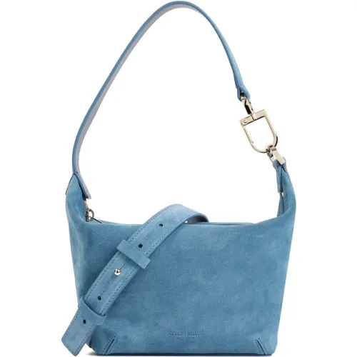Suede Calf Leather Handbag , female, Sizes: ONE SIZE - Giorgio Armani - Modalova