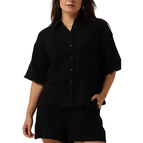 Zeitlose Schwarze Bluse , Damen, Größe: L - Object - Modalova