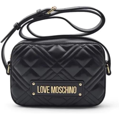 Cross Body Bags, female, , Size: ONE SIZE Quilted Shoulder Bag with Metallic Logo - Love Moschino - Modalova