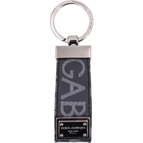 Schwarzer Schlüsselanhänger aus beschichteter Leinwand mit Logo - Dolce & Gabbana - Modalova