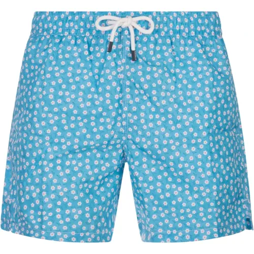 Beachwear, male, , Size: 2XL Blue Daisy Swim Shorts - Fedeli - Modalova