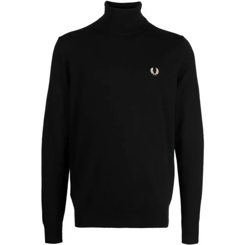 Logo-Embroidered Roll-Neck Turtleneck , male, Sizes: XL, L - Fred Perry - Modalova