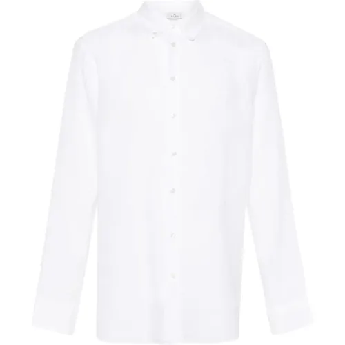 Weiße Leinen Pegaso besticktes Hemd , Herren, Größe: 3XL - ETRO - Modalova
