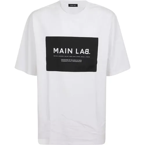 Main Lab Label T-Shirt , Herren, Größe: XL - Balmain - Modalova