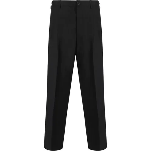 Straight Trousers, male, , Size: M Oversize Wool Pants with Pockets - Marni - Modalova