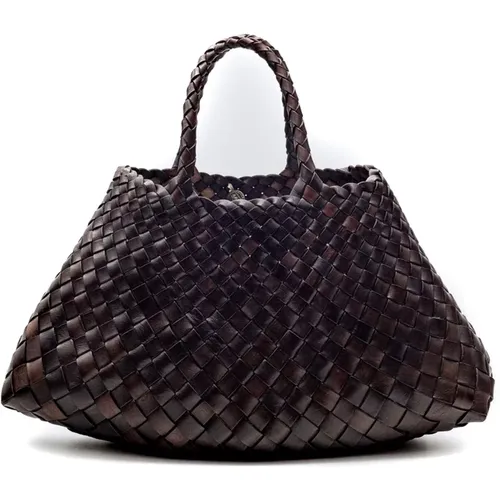 Handbags, female, , Size: ONE SIZE Dark Interwoven Leather Tote Bag - Dragon Diffusion - Modalova