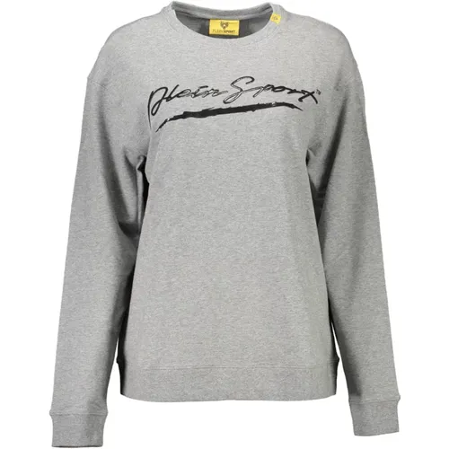 Grauer Pullover mit Langen Ärmeln und Kontrastdetails , Damen, Größe: S - Plein Sport - Modalova