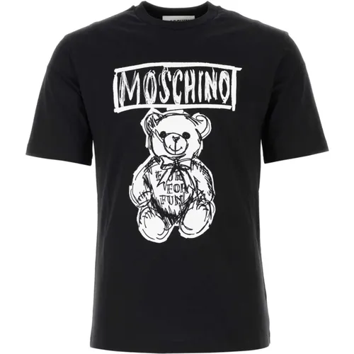 Klassisches Schwarzes Baumwoll-T-Shirt , Herren, Größe: M - Moschino - Modalova