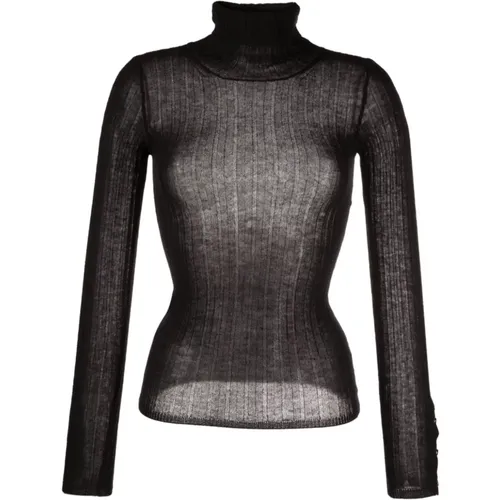 Ribbed Cashmere Turtleneck , female, Sizes: L, M - Durazzi Milano - Modalova