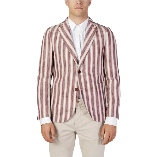 Blazers, male, , Size: S Striped Bordeaux Button Blazer Spring/Summer - Mulish - Modalova