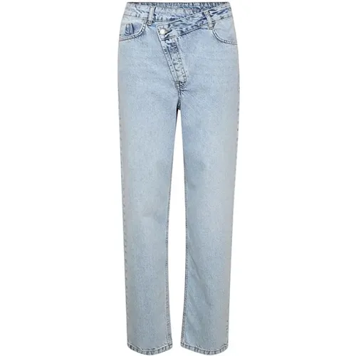 Asymmetrical Closure Wide Leg Jeans Light , female, Sizes: W29 - My Essential Wardrobe - Modalova